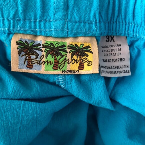 Cropped Cotton Pants Aqua Blue Plus Size - Picture 5 of 5